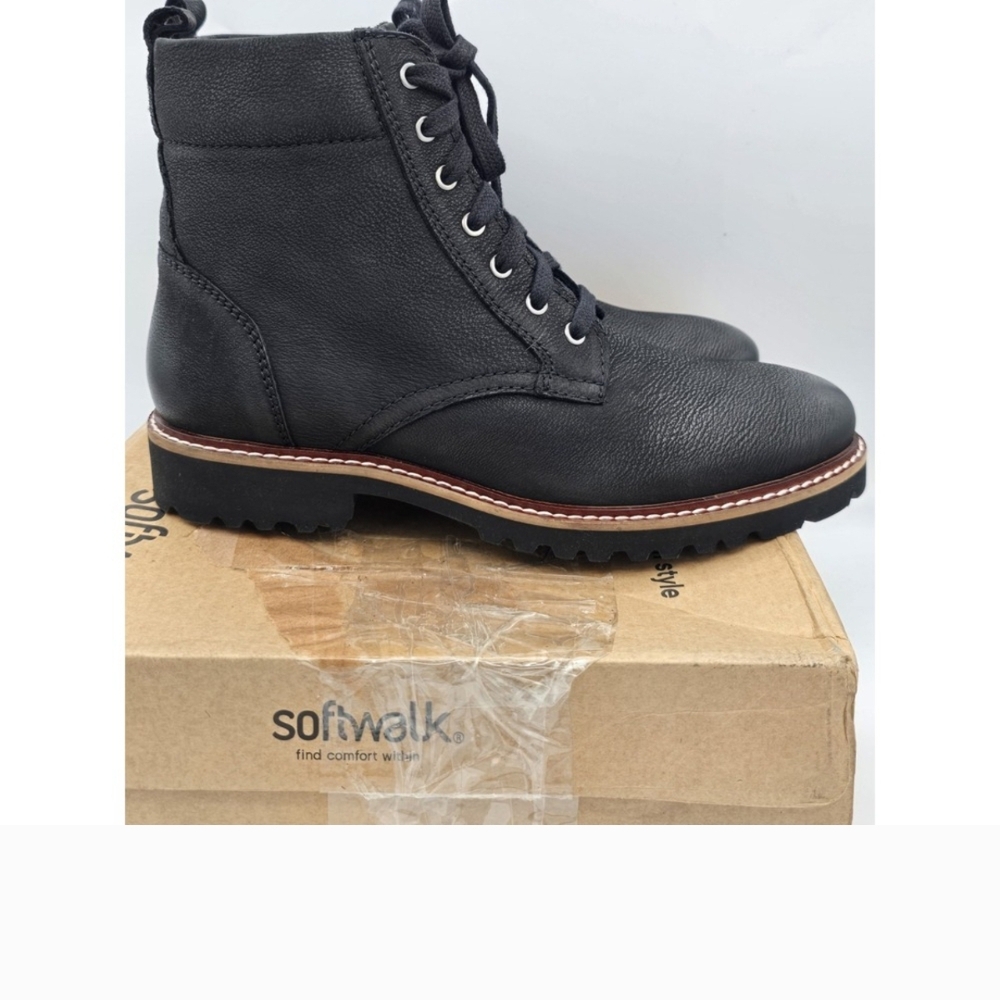 Softwalk Black Lace-Up Boots